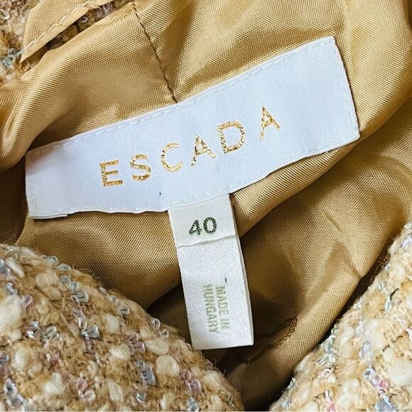 Vintage Escada Wool Tweed Suit Size 10 Pastel Yellow Mod Mad Men Vibes - Picture 11 of 12